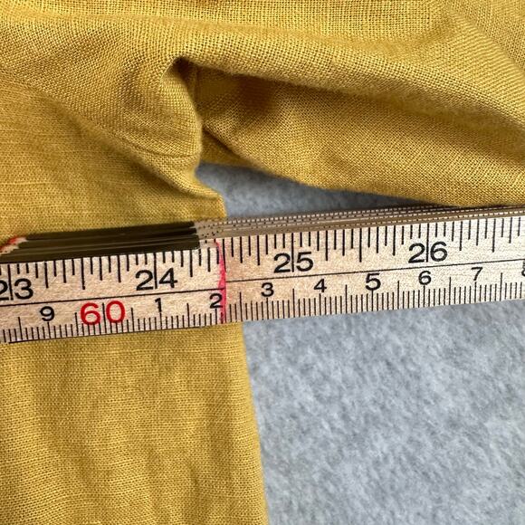 Boho Linen Button Down Tunic Size XL Gold Long Sleeve Embroidered Hi Low Indie - Picture 6 of 10